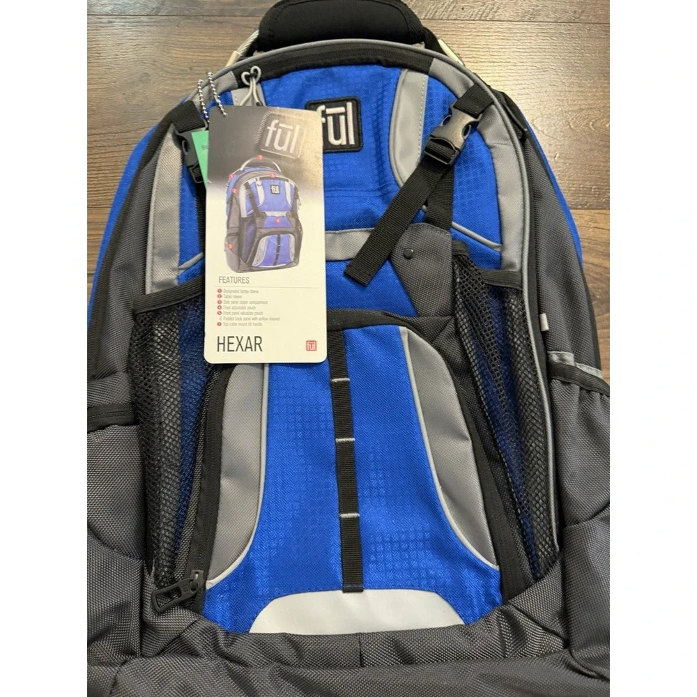 NEW Fūl Hexar Laptop Tablet Case Bag Backpack Blue & Gray 18